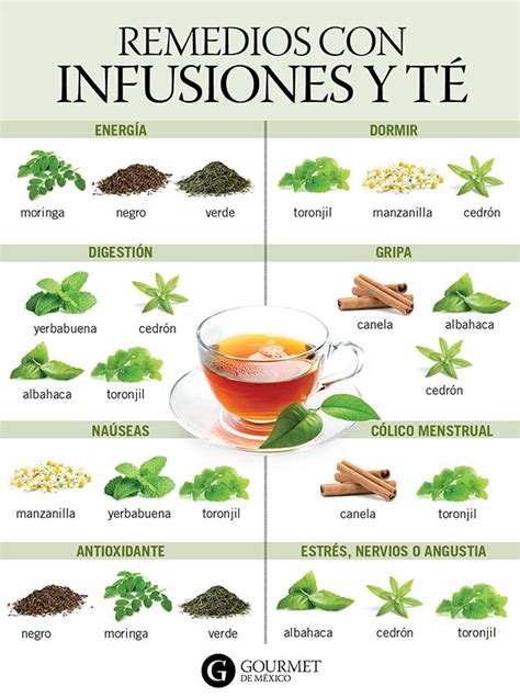 Infografía con las propiedades de las infusiones antiinflamatorias y adelgazantes.