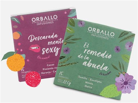 Imagen de los empaques de infusiones Orballo.