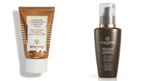 Collage de diferentes productos autobronceadores con sus envases