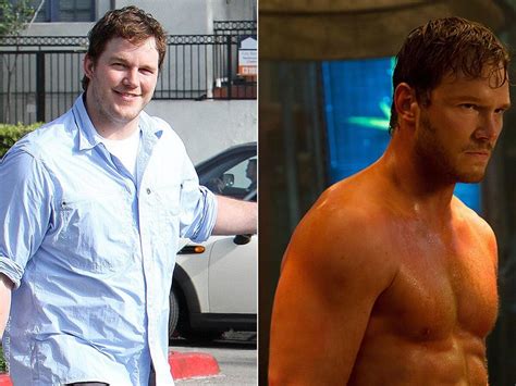 Collage de fotos comparando a Chris Pratt y Jennifer Hudson antes y después de sus transformaciones físicas.