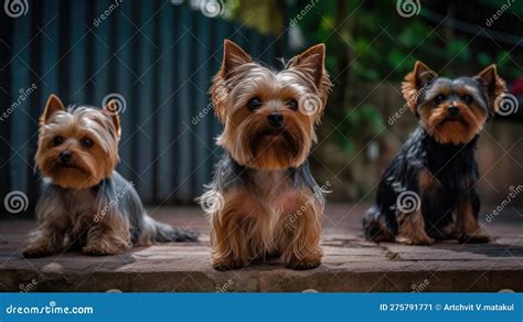 Ilustración de un Yorkshire Terrier jugando activamente en un parque.