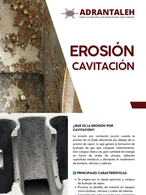 Micrografía de superficies metálicas mostrando daños por erosión de cavitación