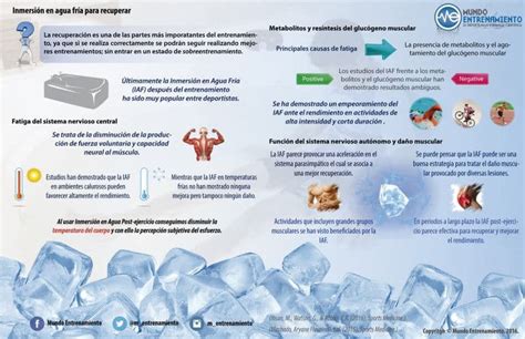 Infografía sobre los beneficios de la inmersión en agua fría para la salud física y mental.
