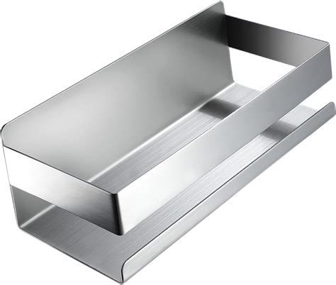 Primer plano de una cesta de ducha de acero inoxidable mostrando su textura y acabado