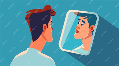 ilustración de un hombre mirándose al espejo con decepción y luego con determinación