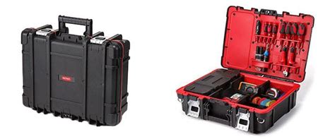 Ilustración de una caja de herramientas Keter abierta, mostrando compartimentos y herramientas organizadas