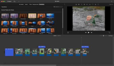 Interfaz de iMovie mostrando la adición de fotogramas de referencia en la onda de audio