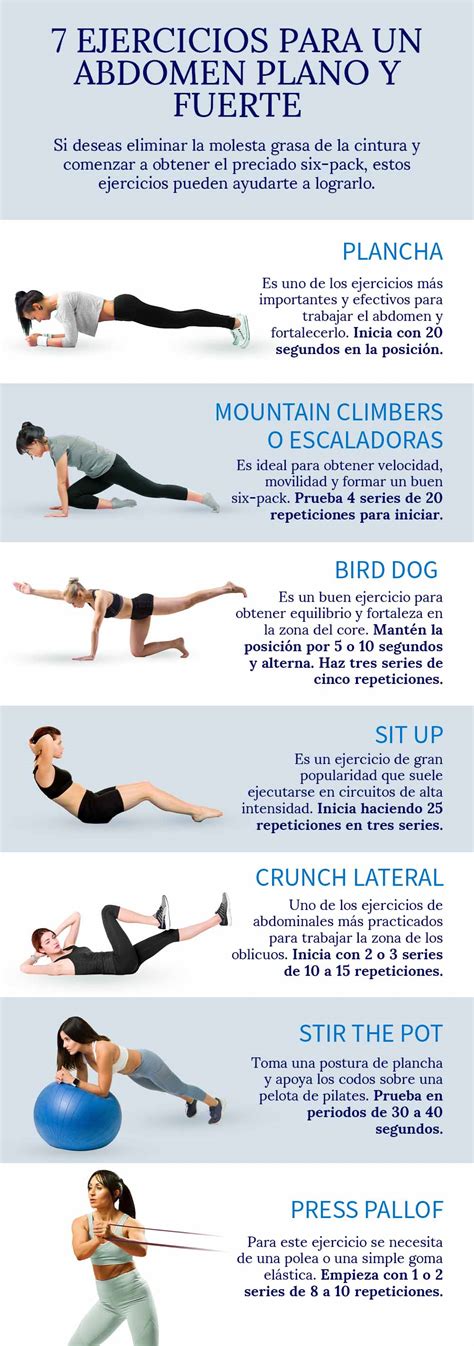 Infografía: Rutina de ejercicios para un abdomen plano y tonificado