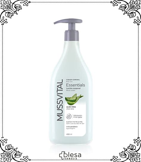 Imagen de un envase de Mussvital Essentials Loción Hidratante Aloe Vera.