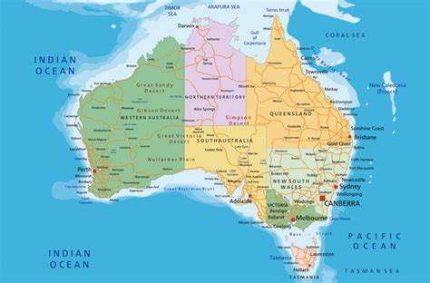 Mapa de Australia mostrando la distribución de las tres especies de wombats.